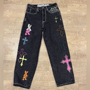 Ninth Hall Ambush Black Multicolor Cross Jeans Size 28